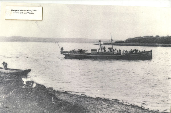 Copy of the market boat from Llangwm Pembrokeshire crossing the River Cleddau